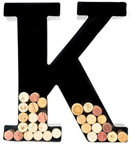 will's Weinkorkenhalter – Metall-Monogramm-Buchstabe (K), Schwarz, Groß | Geschenke für Weinliebhaber, Einweihungs-, Verlobungs- und Brautpartygeschenke | Personalisierte Wandkunst
