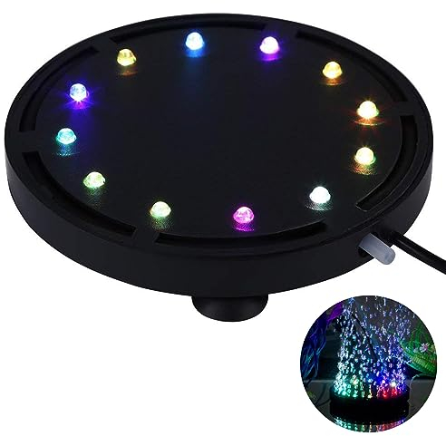 uksunvi Aquarium Bubble Light 12 Multicolor RGB LED Aquarium Aquarium Luft Stein Lichtpumpe Luftblase Stein Lampe,für Hydroponik Aquarium Pumpe