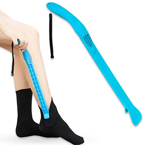 RMS Bas De Compression Ou Aide À Chaussettes Pour Enlever Les Chaussettes Ou Les Bas De Compression Légers À Moyens Pour Hommes Ou Femmes Souffrant D'Arthrite Ou À Mobilité Réduite (Bleu)