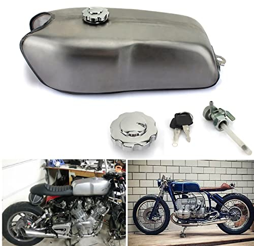 TARAZON 9L Universal Cafe Racer Kraftstofftank Benzintank Tankdeckel Benzinhahn für Honda für Suzuki für Kawasaki für YAMAHA RD50 RD350 RD400 für BMW R100 R