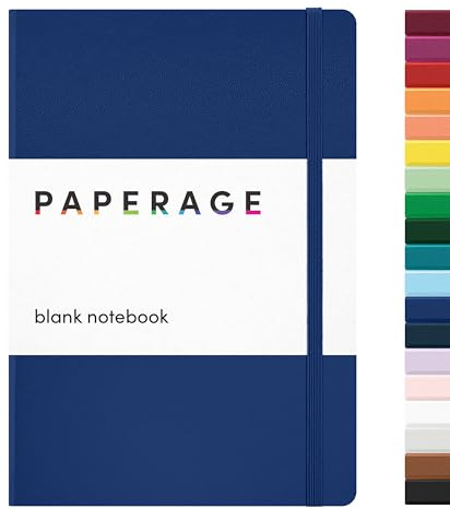 PAPERAGE Leeres Tagebuch, Hard Cover, Mittel 5,7 x 8 Zoll, 100 gsm dickes Papier. Verwendung für Büro, Zuhause, Schule oder Geschäft (Navy, Leeres)
