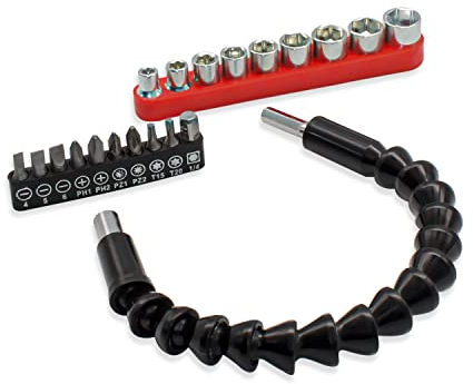 Bendable Screwdriver - HERKINDNESS Flexible Screwdriver Ingenious Shaft Bits Extention Screwdriver Bit Holder and Screwdriver Head Set plus5 mm - 13 mm (0.2 inch - 0.5 inch) Sleeve
