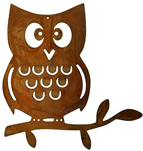 Rostikal | Rost Deko Eule Paulinchen | Tierfigur zum Dekorieren und hängen | 15 x 15 cm | 3 STK.