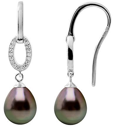 PEARLS & COLORS - Schmuck Ohrringe Echte Tahiti-Zuchtperlen Birne 8-9 mm - 925er Sterlingsilber - Damenschmuck