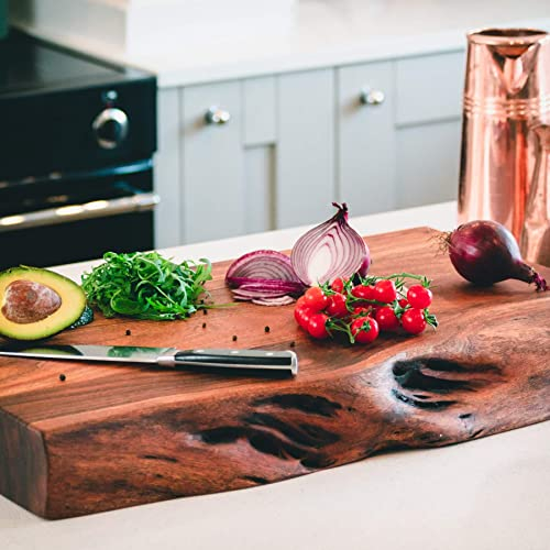 Professional Chef Live Edge Extra Large Acacia Wood Chopping Board 70cm x 40cm x 6cm