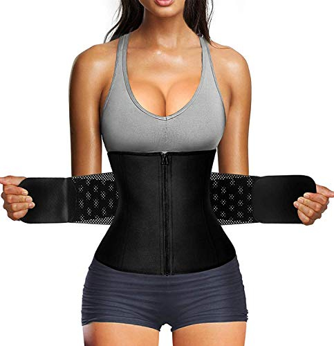 Gotoly Damen Bauchweggürtel Fettverbrennung Taillenformer Fitnessgürtel Body Shaper Verstellbarer Gürtel Gewichthebergürtel Figurformer Mit Klettverschluss (Schwarz, L)