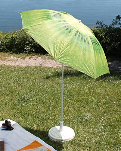 AAF Nommel Sonnenschirm Strand Schirm Gartenschirm - Ø160 cm Marktschirm Orange Kiwi Melone (Kiwi)