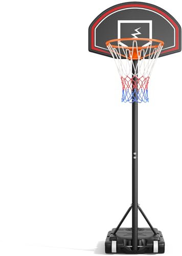 YOLEO Canasta de Baloncesto Exterior Niños 110-210 cm Ajustable, Móvil con Ruedas, para Jiadin y Interior