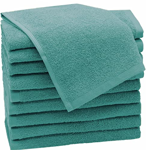 ZOLLNER 10er Set Gästehandtücher - weiche und saugstarke Handtücher - waschbar bis 95°C - Baumwolle - 30x50 cm in türkis