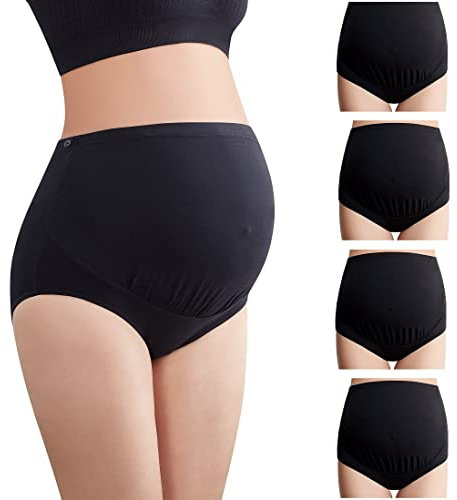 Mama Cotton Culottes de maternité Taille Haute pour Femme - Couverture complète - Lot Multiple (S-4XL), Large