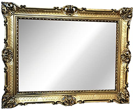 artissimo Wandspiegel Gold SCHWARZ Barock 90x70cm Prunk Spiegel Antik Friseurspiegel Badspiegel Flurspiegel Antik Spiegel 3057