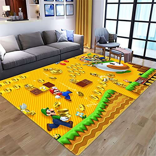 KIKCY Cartoon 3D Anime Super Mario Muster Wohnzimmer Schlafzimmer Teppich große Fläche Teppich Kinder Spielplatz Teppich (140 x 200 cm, 1)