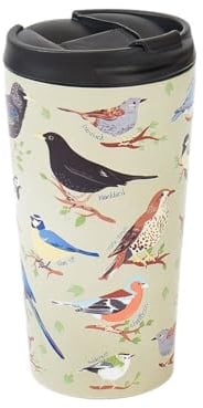 ECO CHIC Tasse à café thermique réutilisable | Tasse de voyage isotherme en acier inoxydable avec couvercle anti-fuite | Utilisable pour boissons chaudes et froides (Oiseaux sauvages Vert)