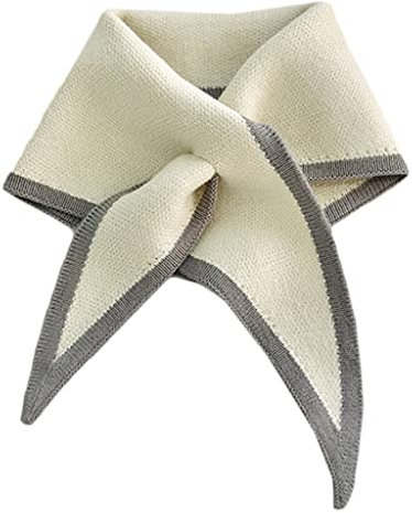 SweetWU Triangel-Schals für Damen, Halstuch für Damen, Kreuzschal für Damen, koreanische Version, gestrickter Wollkragen, Kreuzschal -, gebrochenes weiß, One size