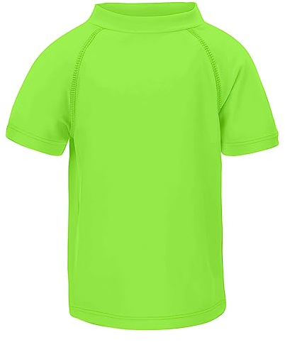 LACOFIA Jungen Kurzarm Badeshirt Kinder UPF 50+ Sonnenschutz Schwimmshirt Kinder Rashguard Schnelltrocknendes Leuchtendes Grün 7-8 Jahre/122-128