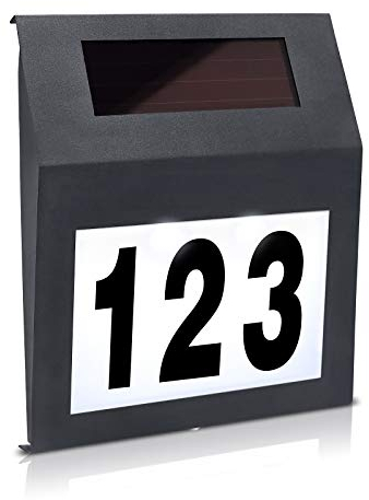 VA-Cerulean Hausnummer Beleuchtet Solar mit 2 LED Hausnummernschild licht Lamp Wasserdicht Edelstahl Solar Hausnummer mit Dämmerungsschalter Außen Solarleuchte Hausnummernleuchte Anthrazit