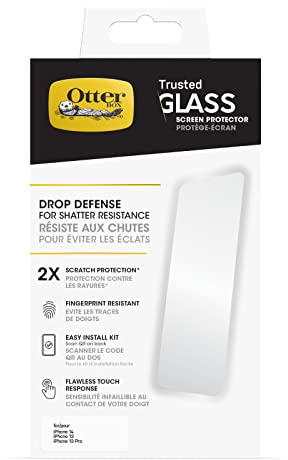 OtterBox Trusted Glass Screen Protector for iPhone 16e, 14, 13, 13 Pro, Tempered Glass, x2 Scratch Protection, Drop Defence for Shatter Protection
