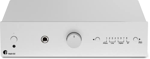 Pro-Ject MaiA S3, Kompakter und vielseitiger audiophiler Vollverstärker, aptX™ HD Bluetooth 5.0, Phono, Line, Digital, Kopfhörer Ausgang, Silber