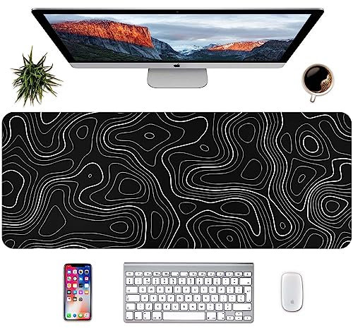 Topographic Map Desk Mat, Large Mouse Pad 800x300x3 mm, Gaming Mouse Mat, Big Full Keyboard Desk Mat, Waterproof Non-Slip Mouse Mat Pad, Rubber Base, for Keyboard Computer PC Gamer Desk Office
