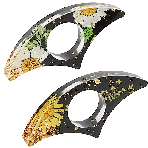 cobee Trockenblumen Buchhalter, 2 Stück, handgefertigt Daumen Buchseitenhalter Harz Lesezubehör Ring Buchöffner Blumen Lesezeichen für Lehrer Buchliebhaber