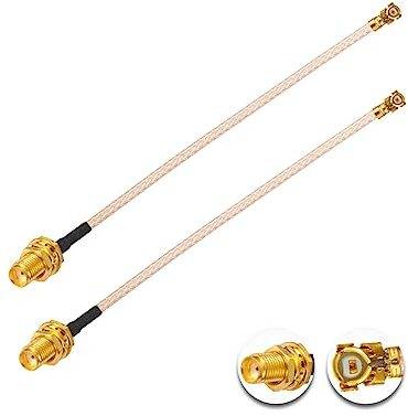 Vecys 2PCS U.F.L1 a SMA Hembra Cable Coaxial de Baja Pérdida 4 /10CM U.F.L1 RG178 RF Cable Coaxial Pigtail para Routers Inalámbricos Mini PCIE Tarjetas de Red PCI Wi-Fi WAN Repetidor