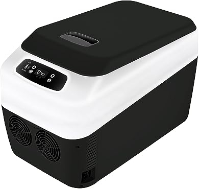 24L/30L Horizontal Double Cooler Outdoor Travel Car Refrigerator CNC Portable Mini Refrigerator Car Home Dual Use,Black-30L