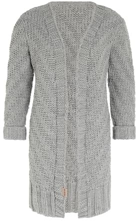 KNIT FACTORY - Sally Strickjacke | Damen Strickjacke - Cardigan Damen - Lange Strickjacke aus wolle - Grobstrickjacke für Damen - Weich und warm - Wadenhöhe