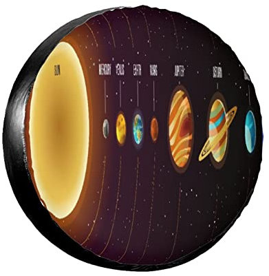 Reifenschutzhülle Sonnensystem-Galaxie-Planeten-Weltraum-Themenorientierter Bunter Universum-Druck Wasserdicht Reifenabdeckung Uv-Schutz Autoreifen Tasche Für Fahrzeuge Caravan Geburtstag 16inch