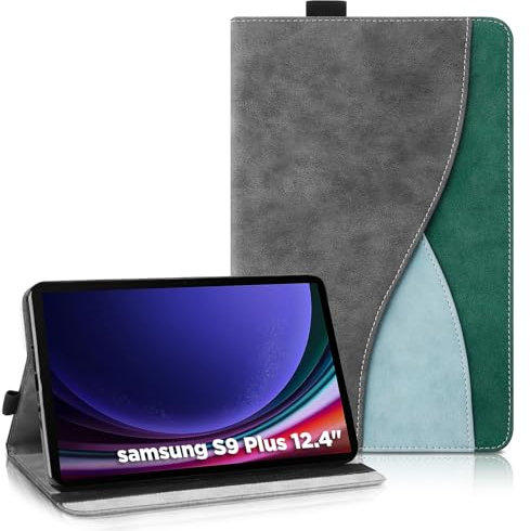 AsWant Funda Carcasa per Samsung Galaxy Tab S9 Plus/S8 Plus 2023 (SM-X810/X816B/X818U) 12.4 Pulgadas - Estuche Inteligente con Función de Soporte/Cartera Funda Galaxy Tab S9+ (Gris Oscuro)