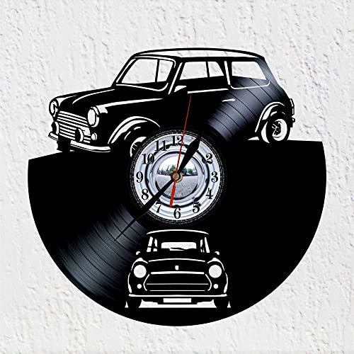 VINY WOODY Wanduhr aus Vinyl-Schallplatte, kleines Auto, Ikone der 60er Jahre