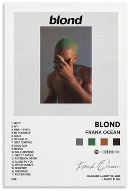DIDIDO Frank Poster Ocean Blond Album Cover Leinwand Poster für Zimmer Ästhetisches Geschenk ungerahmt: 30 x 45 cm