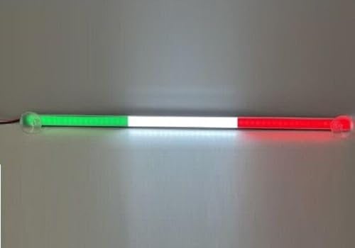 45 LED Bandiera Luminosa Italia Verde Bianco Rosso Per Parabrezza Camion Auto Lampa 60 cm 12V - 24V Universale
