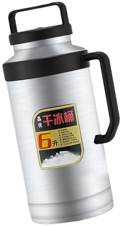 rockible Dry Ice Containers Dry Ice Storage Bucket Thermo Pot Thermal Water Bottle for Restaurants, Silver 6L