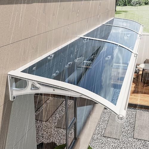 Moderne aluminium marquise de porte exterieur, Extérieur porte d'entree auvent, polycarbonate marquise avec évier de guidage Protection contre la pluie et la neige,silencieux,Protection UV. ( Size : L