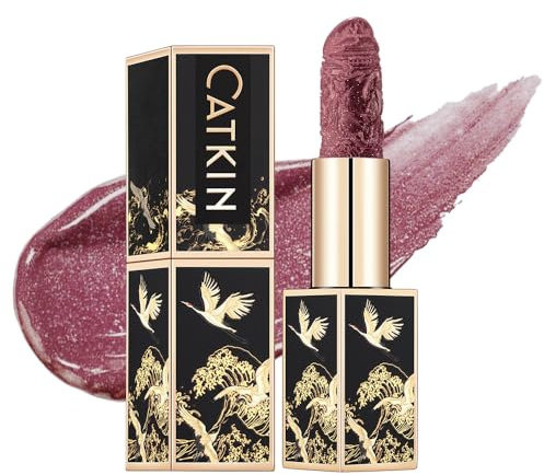 CATKIN Glitter Lipstick, Long Lasting, High Impact, Moisturizing Formula, enriched with Avocado Oil and Vitamin E, 3.2g