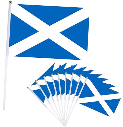10Pcs Scotland Stick Flag for Oly Decorations 2024,Hand Held Scotland,Scottish Small Flags,14x21cm Mini Handheld Flags Oly Games Themed Decoration for Garden,Bar,Party And Street Oly 2024