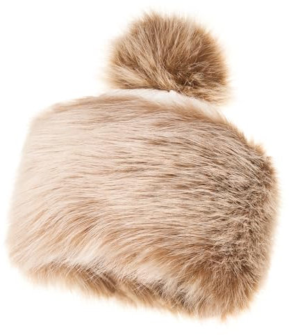 Futrzane Classic Bommel Mütze - Fellmütze Damen - Russen Wintermütze aus Pelz (S, Hellbraun Classic)