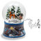 Schneekugel Kutsche über Brücke | Sockel Winterlandschaft Eisläufer | mit Spieluhr | H:14 cm B: 10 cm | Schüttelkugel | 20257