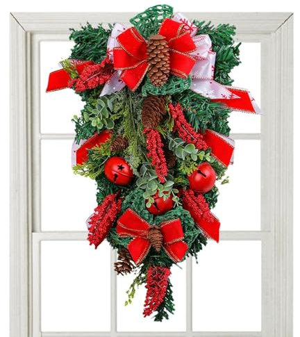 Weihnachtsdeko Girlande, Weihnachtskränze, Weihnachtstür, Tannenzapfen, Weihnachtsgirlande, Handgefertigter Weihnachtskranz für Veranden, Flure, Decks, Wände