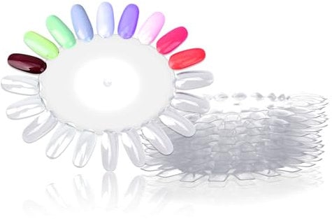 200 Pcs False Nail Swatches Wheels, Nail Polish Display Wheel Plastic Nail Art Color Tester Wheels Nail Wheel Swatches for Color Show Nail Manicure Practice Sample Nail Polish