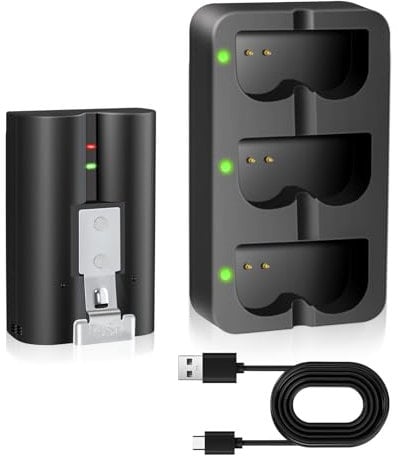 PoweLyt 1 Pack 6040mAh Replacement Battery for Ring Camera and 3-Channel Battery Charger Station Compatible with Video Doorbell 2(2024 release)/3/4/3 Plus,Stick Up Cam Indooor and Outdoor,Peephole Cam