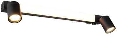 meineWunschleuchte Bad Spiegelleuchte mit 2 Strahlern und Schalter, Schwarz Breite 60cm