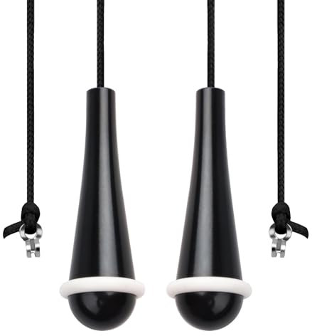 2 Pack Bathroom Light Pull Cord Handle Black Teardrop Pendant Weight Connector with 150cm Light Pull Cord Extension Light Switch Pull Cord for Bathroom Toilet Light Ceiling Light Fan Switch