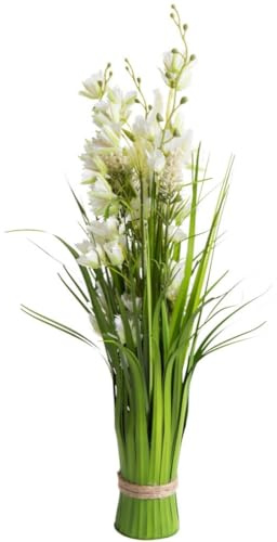 Botanic-Haus Kunstgras/künstliches Grasarrangement/künstliches Gras selbst stehend mit künstlichen Frühlingsblüten, Höhe ca. 50 cm