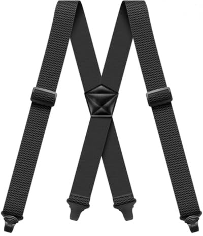 Mens Braces for Trousers 4cm Wide X Style 4 Plastic Clasps Suspenders | Braces Trousers Suspender Under Clothes Heavy Duty adjustable Elastic for Business Party Work Jeans Daily Ski Sports Pants