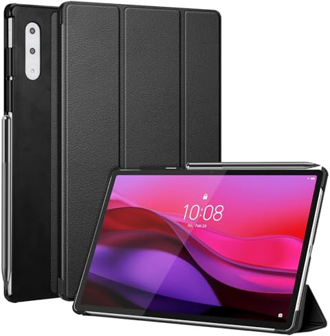 FINTIE Case for Lenovo Pad Pro AI 2025 (TB-520FU) / Yoga Tab Plus 12.7 Inch, Slim Faux Leather Protective Case, Black