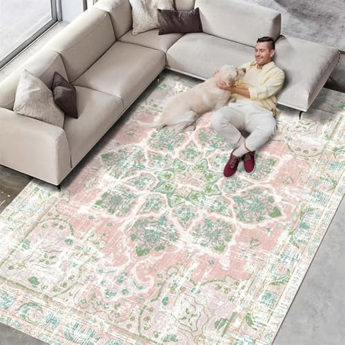 RUGMRZ Accessories For Home Living Room Retro Ethnic Style Sofa Coffee Table Decor 8 Pink Machine Washable Rugs Carpet Rug 140X200CM