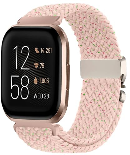 VELULYX Nylon geflochtenes armband Kompatibel mit Fitbit Versa 2/Fitbit Versa/Lite, Elastisches armband für Herren Damen