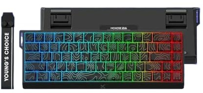 QPSJXN Mchose Ace 60 Pro 68 Magnetic Switch Hot Swappable RGB Mechanische Tastatur anpassbare -Tastatur für PC -Spielerzubehör(68 Black line Uranus)