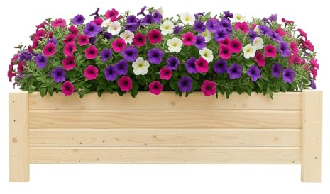 Fioriera in legno di pino, 100 x 33 x 35 cm, fioriera rialzata per balcone, in tessuto non tessuto